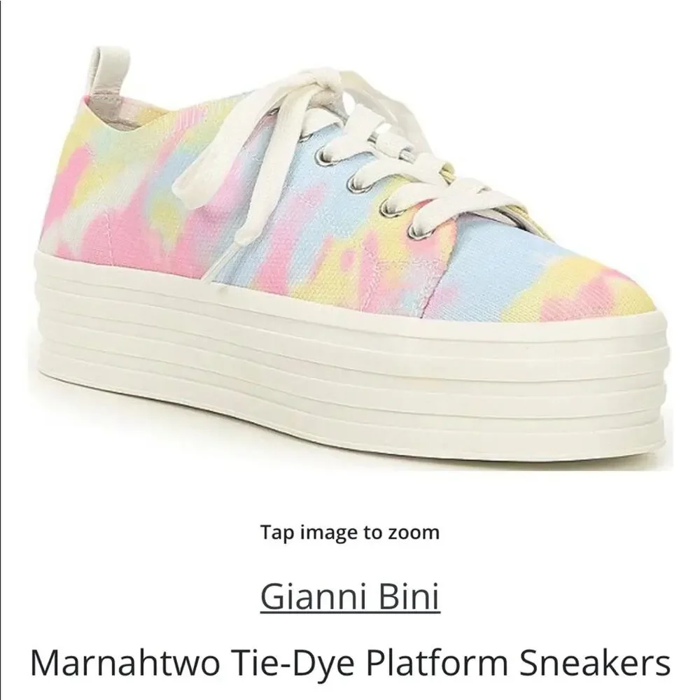 Gianni Binni Platform Lace Up Sneakers Tie Dye Multi Color 8M